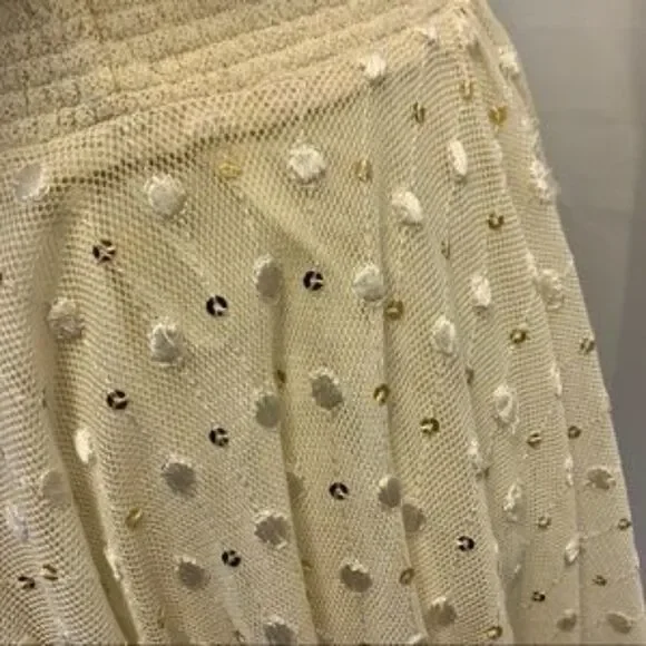 LEIFNOTES Net Dot & Gleam Sequin mesh asymmetrical short sleeve Dress size 4 - Picture 14 of 15